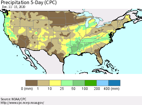 United States Precipitation 5-Day (CPC) Thematic Map For 12/11/2020 - 12/15/2020