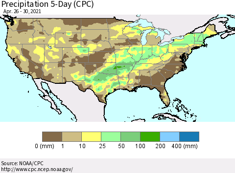 United States Precipitation 5-Day (CPC) Thematic Map For 4/26/2021 - 4/30/2021