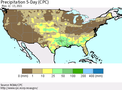 United States Precipitation 5-Day (CPC) Thematic Map For 5/11/2021 - 5/15/2021