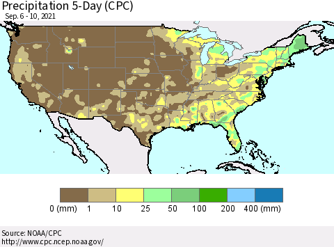 United States Precipitation 5-Day (CPC) Thematic Map For 9/6/2021 - 9/10/2021