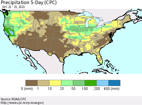 United States Precipitation 5-Day (CPC) Thematic Map For 10/21/2021 - 10/25/2021