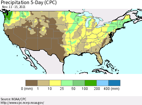 United States Precipitation 5-Day (CPC) Thematic Map For 11/11/2021 - 11/15/2021
