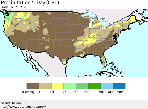 United States Precipitation 5-Day (CPC) Thematic Map For 11/16/2021 - 11/20/2021