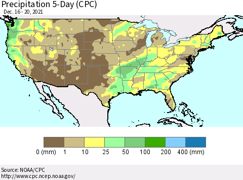United States Precipitation 5-Day (CPC) Thematic Map For 12/16/2021 - 12/20/2021