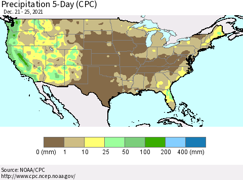 United States Precipitation 5-Day (CPC) Thematic Map For 12/21/2021 - 12/25/2021