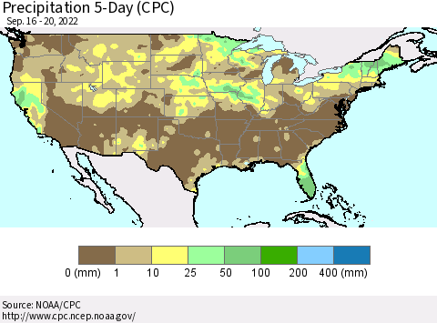 United States Precipitation 5-Day (CPC) Thematic Map For 9/16/2022 - 9/20/2022