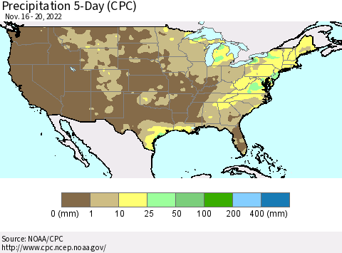 United States Precipitation 5-Day (CPC) Thematic Map For 11/16/2022 - 11/20/2022