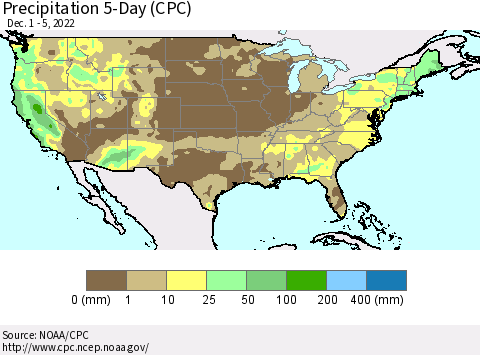 United States Precipitation 5-Day (CPC) Thematic Map For 12/1/2022 - 12/5/2022