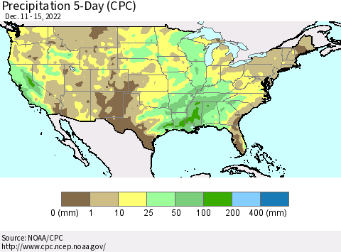 United States Precipitation 5-Day (CPC) Thematic Map For 12/11/2022 - 12/15/2022