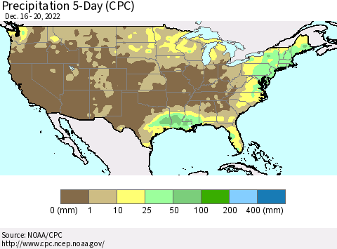 United States Precipitation 5-Day (CPC) Thematic Map For 12/16/2022 - 12/20/2022