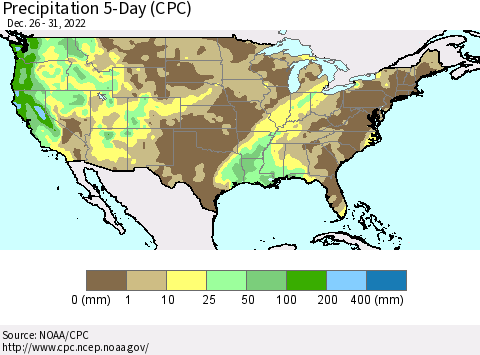 United States Precipitation 5-Day (CPC) Thematic Map For 12/26/2022 - 12/31/2022
