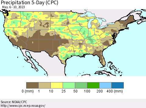 United States Precipitation 5-Day (CPC) Thematic Map For 5/6/2023 - 5/10/2023