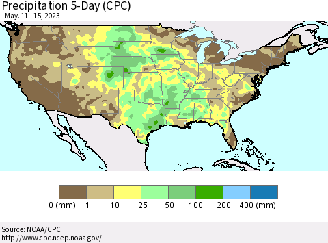 United States Precipitation 5-Day (CPC) Thematic Map For 5/11/2023 - 5/15/2023