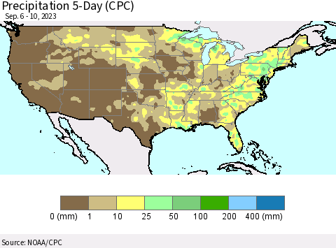 United States Precipitation 5-Day (CPC) Thematic Map For 9/6/2023 - 9/10/2023