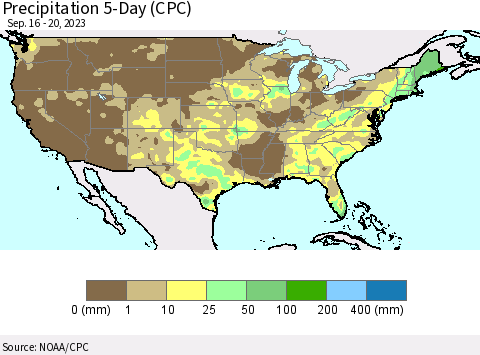 United States Precipitation 5-Day (CPC) Thematic Map For 9/16/2023 - 9/20/2023