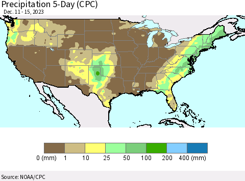 United States Precipitation 5-Day (CPC) Thematic Map For 12/11/2023 - 12/15/2023