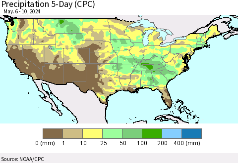 United States Precipitation 5-Day (CPC) Thematic Map For 5/6/2024 - 5/10/2024