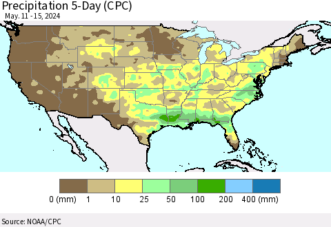 United States Precipitation 5-Day (CPC) Thematic Map For 5/11/2024 - 5/15/2024