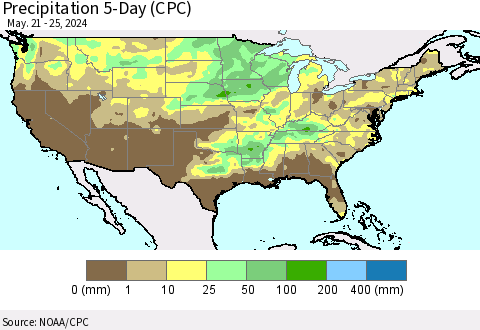United States Precipitation 5-Day (CPC) Thematic Map For 5/21/2024 - 5/25/2024