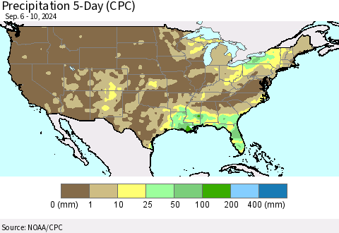 United States Precipitation 5-Day (CPC) Thematic Map For 9/6/2024 - 9/10/2024