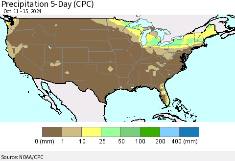 United States Precipitation 5-Day (CPC) Thematic Map For 10/11/2024 - 10/15/2024