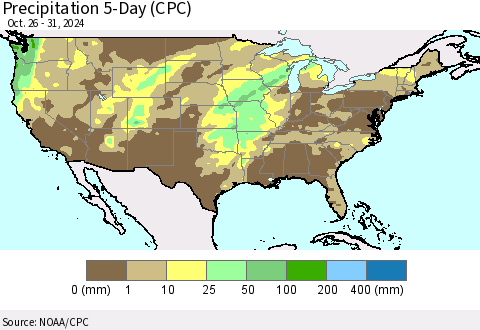 United States Precipitation 5-Day (CPC) Thematic Map For 10/26/2024 - 10/31/2024