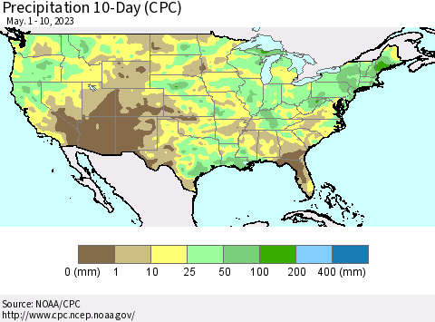 United States Precipitation 10-Day (CPC) Thematic Map For 5/1/2023 - 5/10/2023