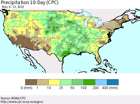 United States Precipitation 10-Day (CPC) Thematic Map For 5/6/2023 - 5/15/2023