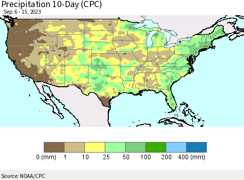 United States Precipitation 10-Day (CPC) Thematic Map For 9/6/2023 - 9/15/2023