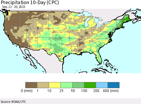 United States Precipitation 10-Day (CPC) Thematic Map For 9/11/2023 - 9/20/2023