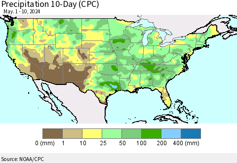 United States Precipitation 10-Day (CPC) Thematic Map For 5/1/2024 - 5/10/2024