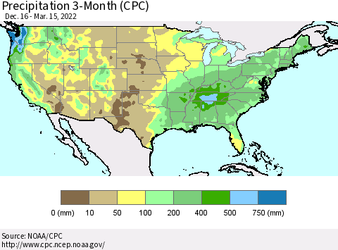 United States Precipitation 3-Month (CPC) Thematic Map For 12/16/2021 - 3/15/2022