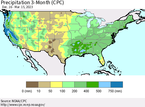 United States Precipitation 3-Month (CPC) Thematic Map For 12/16/2022 - 3/15/2023