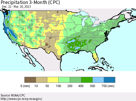 United States Precipitation 3-Month (CPC) Thematic Map For 12/21/2022 - 3/20/2023