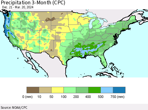 United States Precipitation 3-Month (CPC) Thematic Map For 12/21/2023 - 3/20/2024