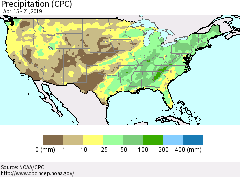 United States Precipitation (CPC) Thematic Map For 4/15/2019 - 4/21/2019