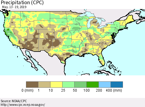 United States Precipitation (CPC) Thematic Map For 5/13/2019 - 5/19/2019