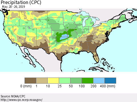 United States Precipitation (CPC) Thematic Map For 5/20/2019 - 5/26/2019