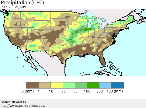 United States Precipitation (CPC) Thematic Map For 9/23/2019 - 9/29/2019
