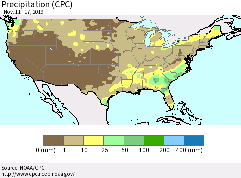 United States Precipitation (CPC) Thematic Map For 11/11/2019 - 11/17/2019