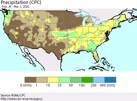 United States Precipitation (CPC) Thematic Map For 2/24/2020 - 3/1/2020