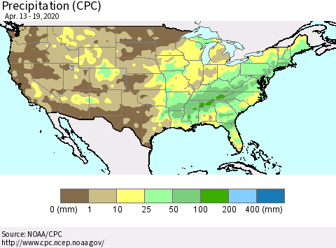 United States Precipitation (CPC) Thematic Map For 4/13/2020 - 4/19/2020