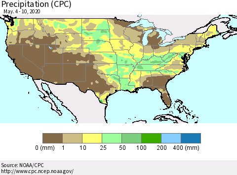 United States Precipitation (CPC) Thematic Map For 5/4/2020 - 5/10/2020