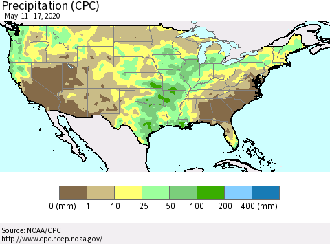 United States Precipitation (CPC) Thematic Map For 5/11/2020 - 5/17/2020