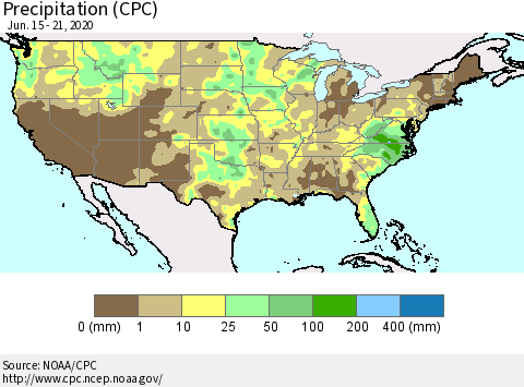 United States Precipitation (CPC) Thematic Map For 6/15/2020 - 6/21/2020