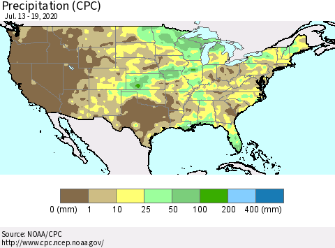 United States Precipitation (CPC) Thematic Map For 7/13/2020 - 7/19/2020