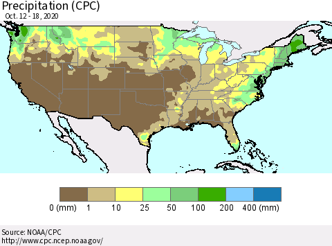 United States Precipitation (CPC) Thematic Map For 10/12/2020 - 10/18/2020