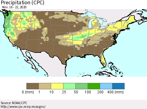 United States Precipitation (CPC) Thematic Map For 11/16/2020 - 11/22/2020