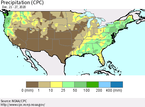 United States Precipitation (CPC) Thematic Map For 12/21/2020 - 12/27/2020