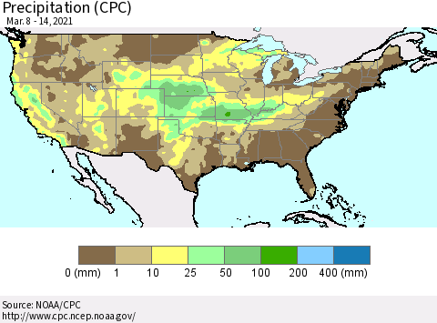 United States Precipitation (CPC) Thematic Map For 3/8/2021 - 3/14/2021